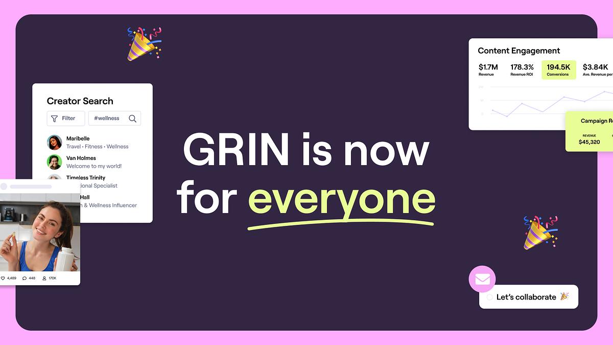 GRIN Drops Demos and Contracts, Unlocking Pro Creator Marketing for All