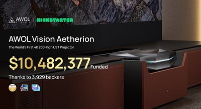 AWOL Vision's $10M Kickstarter Day Signals Home Cinema Revolution